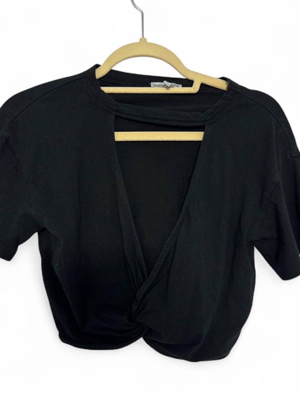 Charlotte Russe Black Twist-Front Crop Top